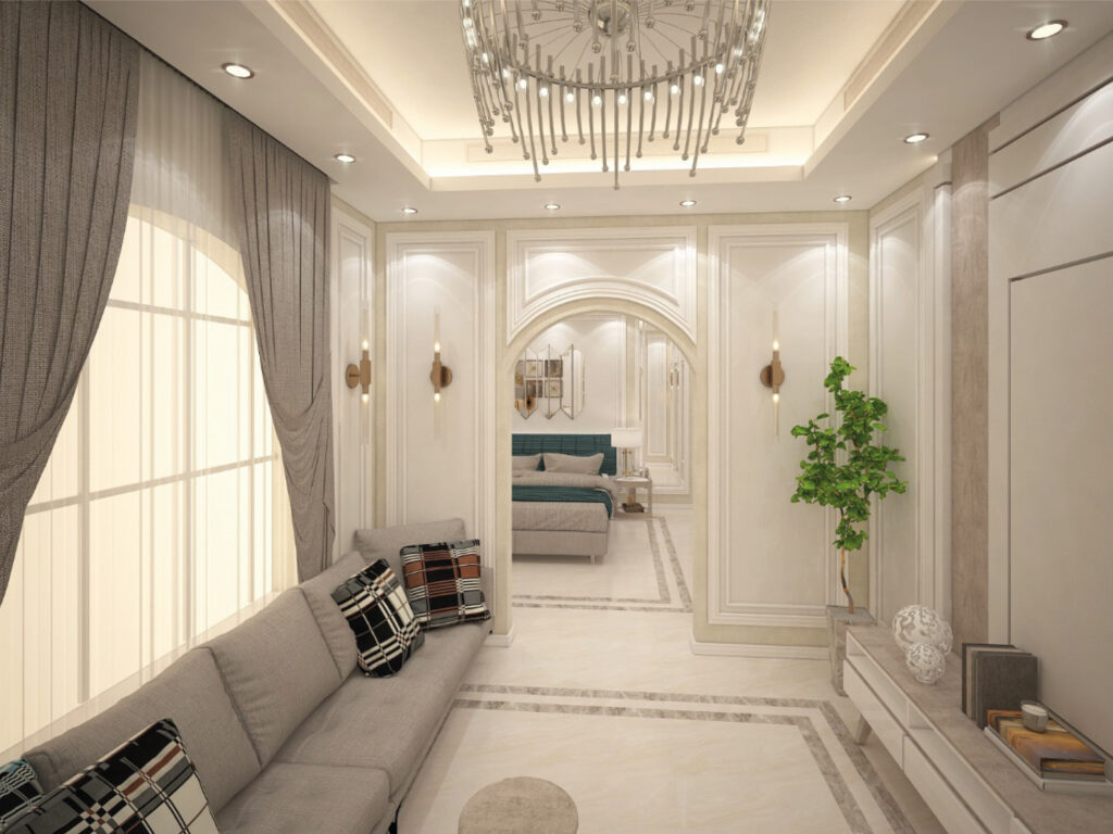 Shakbout City Villa Interior Design by Bon Marche Interior Design (شركة بون مارشيه للتصميم الداخلي والديكور) - Completed in 2022 within fifteen days - Located in Shakbout City, United Arab Emirates تصميم الديكور الداخلي لفيلا في مدينة شخبوط من شركة بون مارشيه للتصميم الداخلي والديكور - تم إنجازه في عام 2022 خلال خمسة عشر يومًا - يقع في مدينة شخبوط، الإمارات العربية المتحدة.